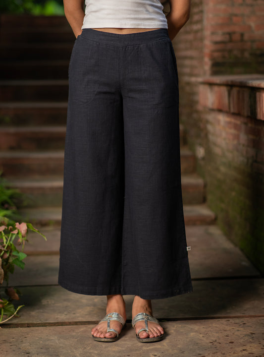 Ellie Pant : Solid Black Textured