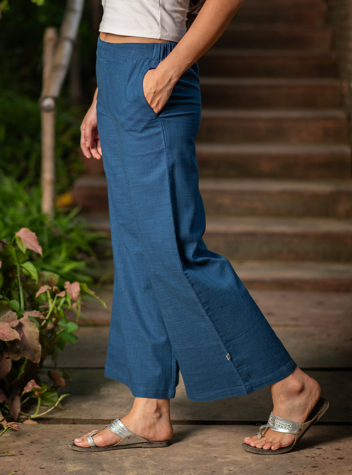 Ellie Pant : Solid Indigo Textured