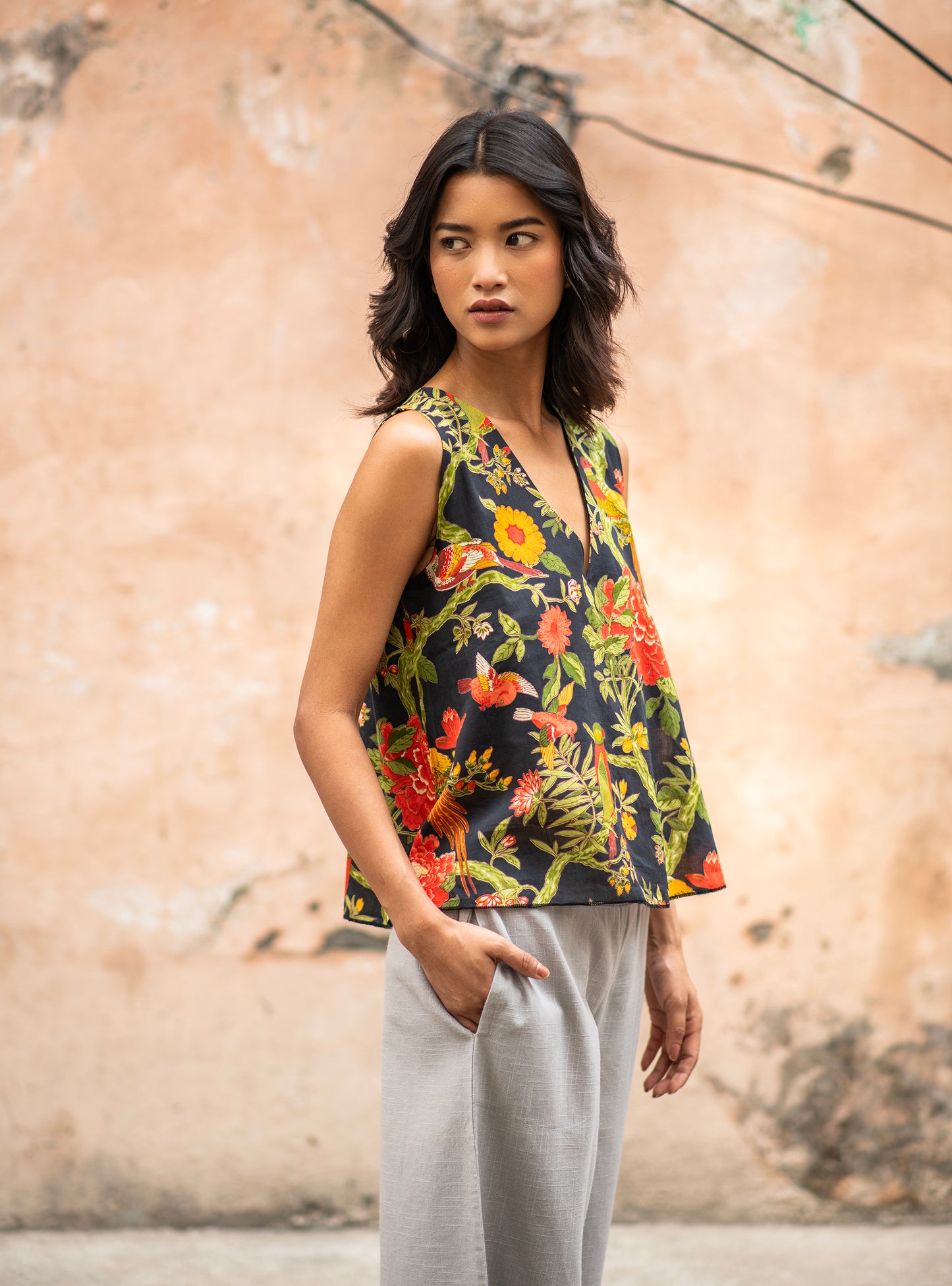 Angel Top : Bird Black Voile