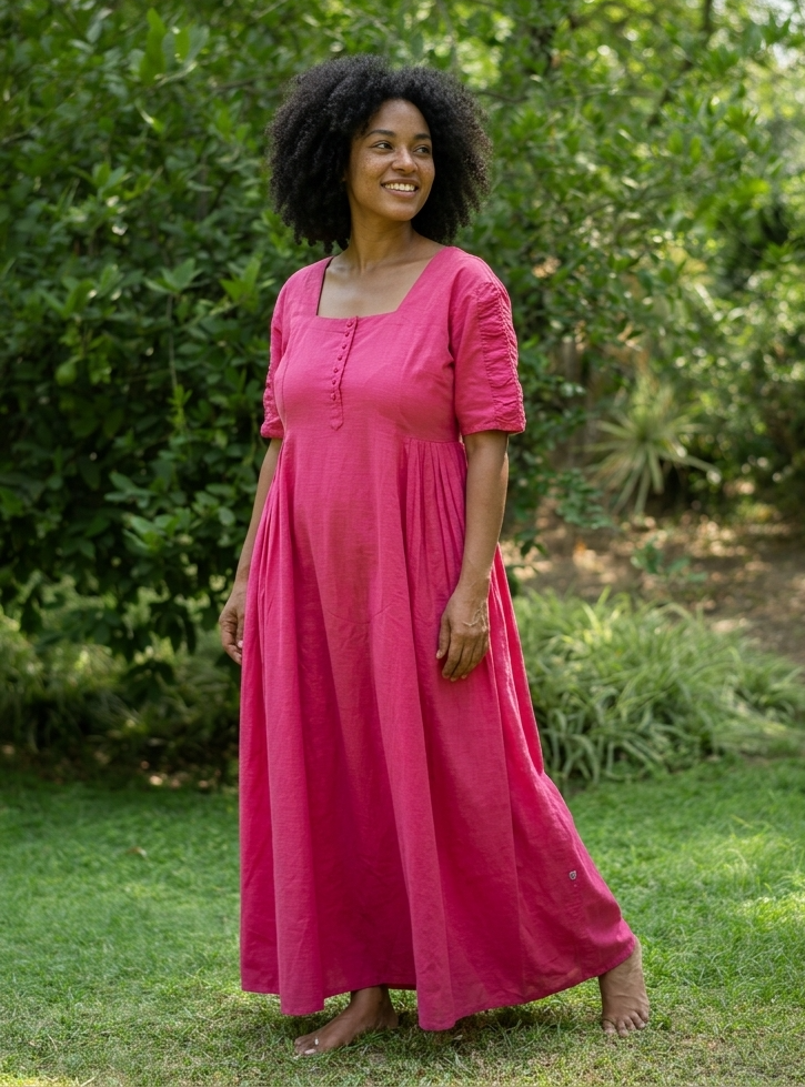 Daisy Dress :  Solid  Azalea Slub