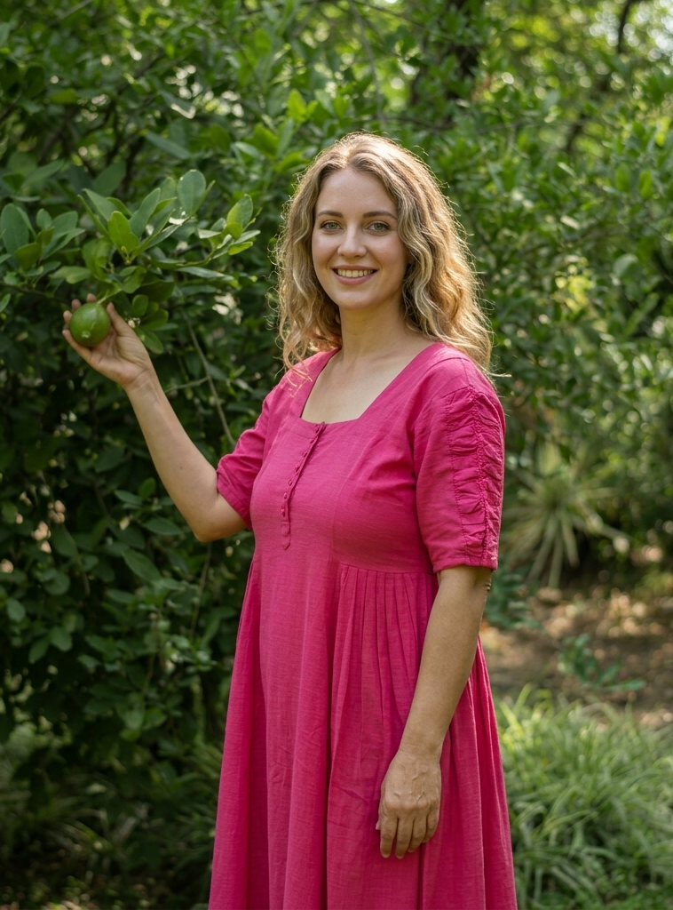 Daisy Dress :  Solid  Azalea Slub
