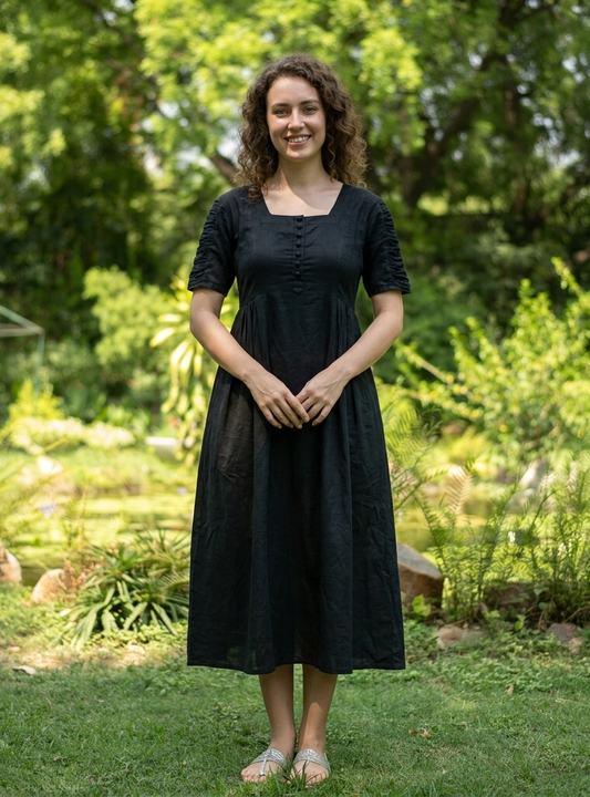 Daisy Dress :  Solid  Black Slub