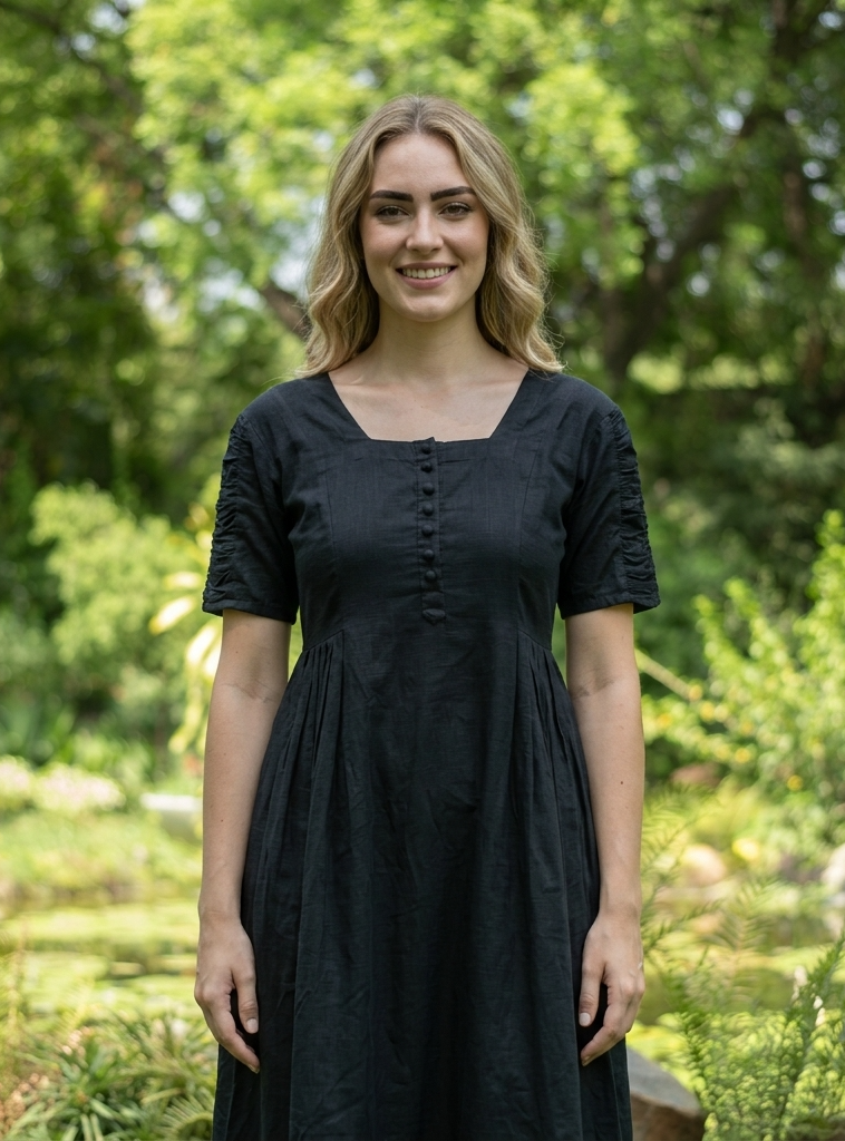 Daisy Dress :  Solid  Black Slub