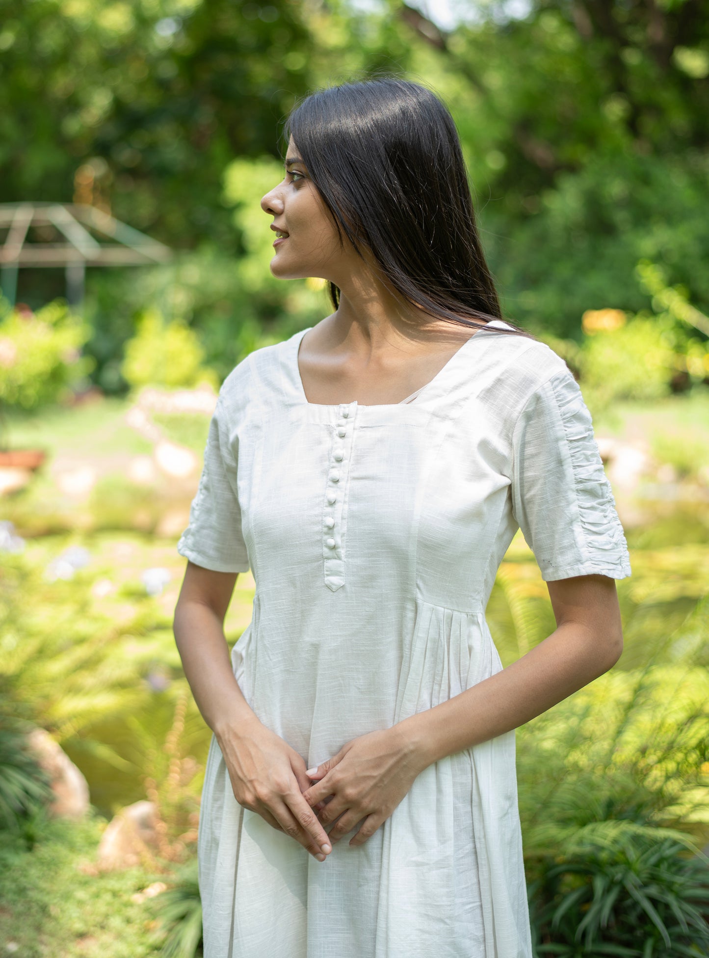 Daisy Dress :  Solid  White Slub