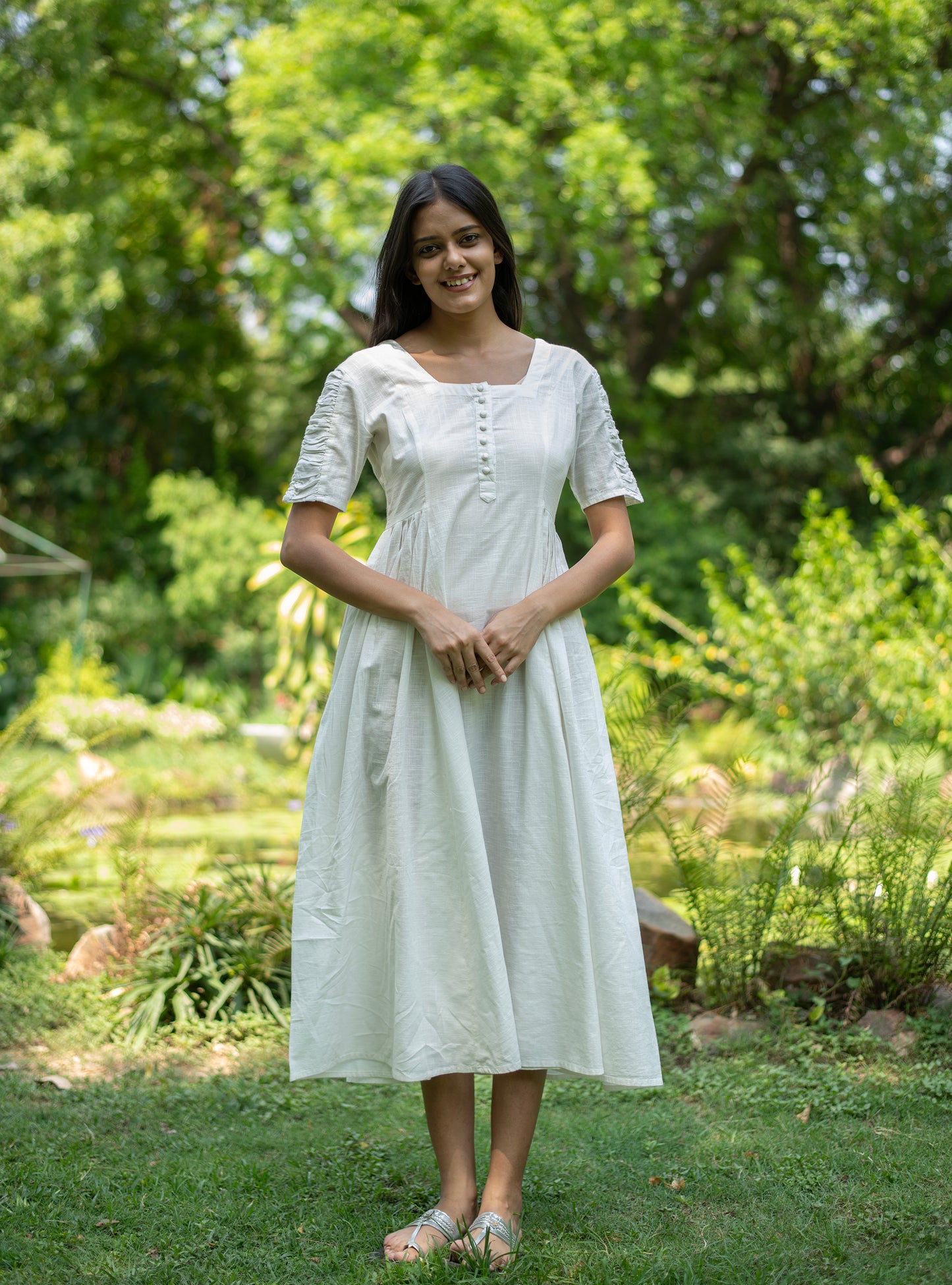 Daisy Dress :  Solid  White Slub