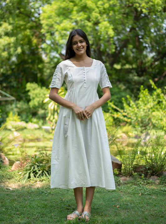 Daisy Dress :  Solid  White Slub