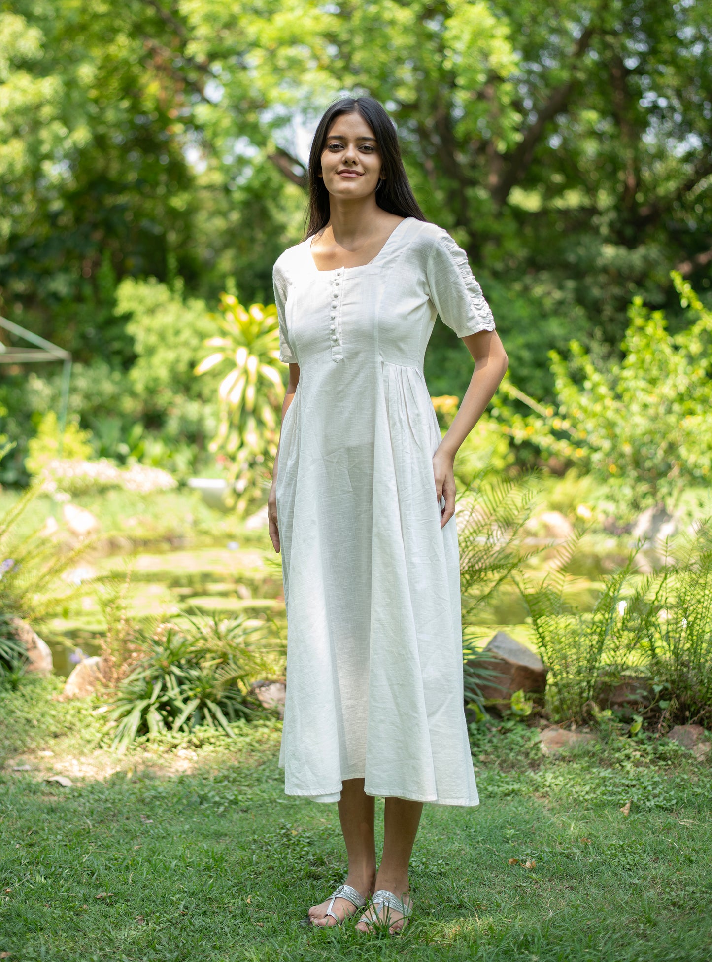 Daisy Dress :  Solid  White Slub