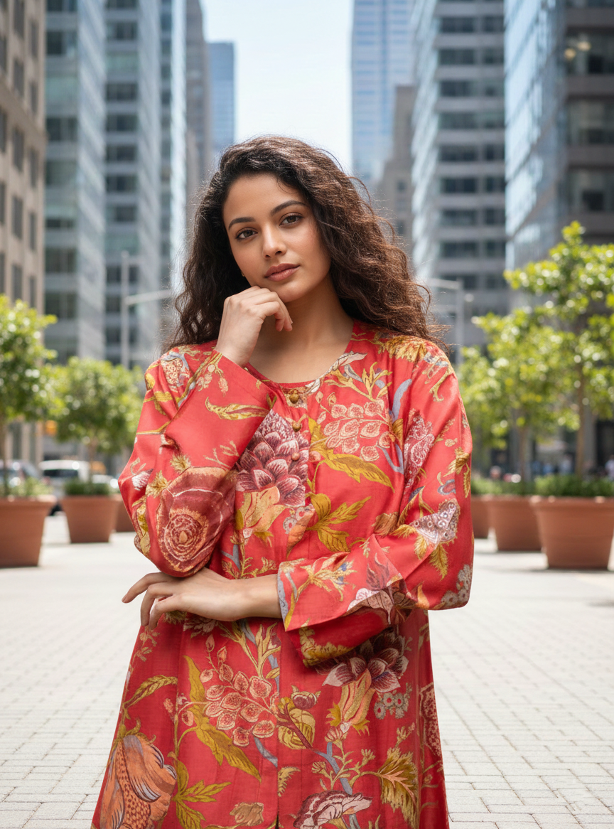 Delicate Shrug : Sequoia Red Chanderi