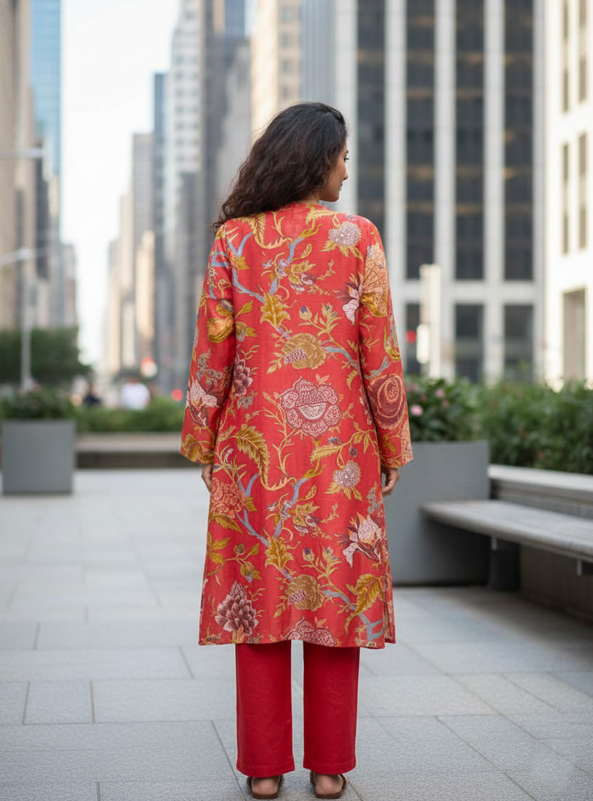 Delicate Shrug : Sequoia Red Chanderi