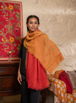 Double Layered Stole : Solid Burgundy+Red Matty Wool