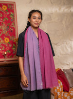 Double Layered Stole : Solid Lalic+Plum Matty Wool