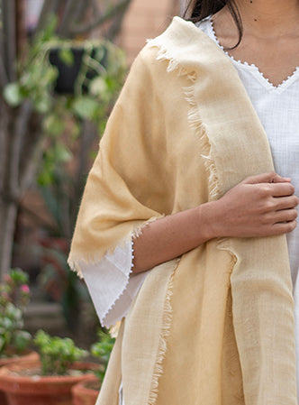 Double Layered Stole : Solid Cheese Wool
