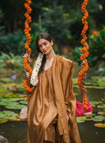 Kovalam Dress : Hand Applique Gold Chanderi