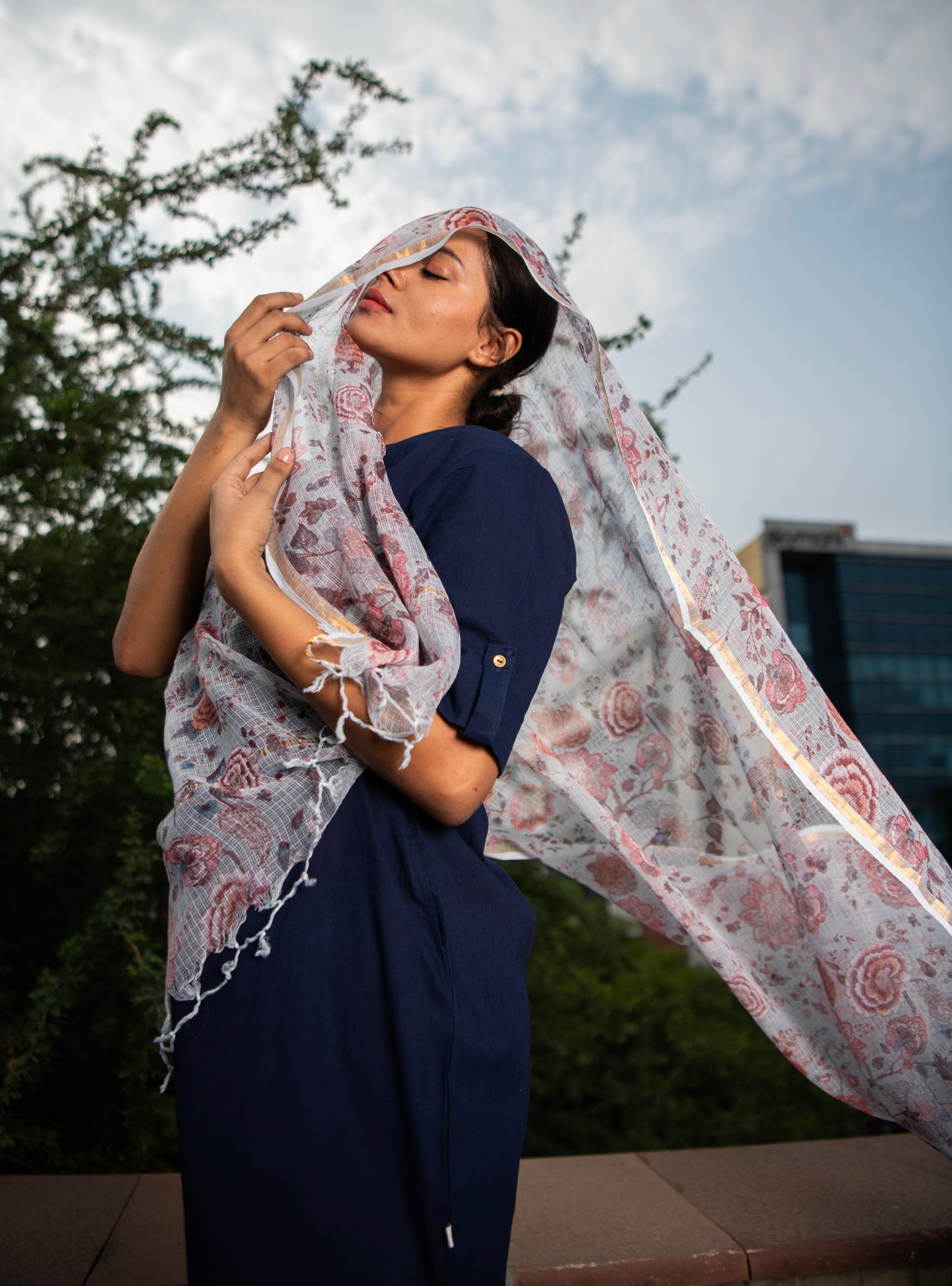 Stole : Malabar Celeste Kota Cotton