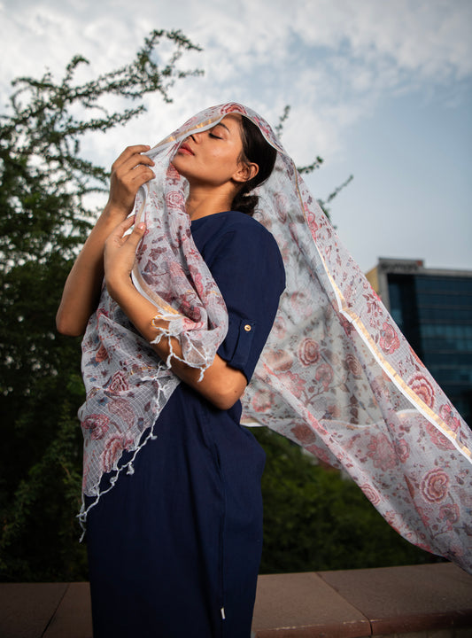 Stole : Malabar Celeste Kota Cotton