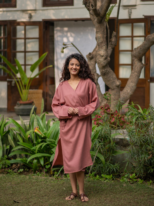 Solid Robe Dress : Dusty Rose Pink