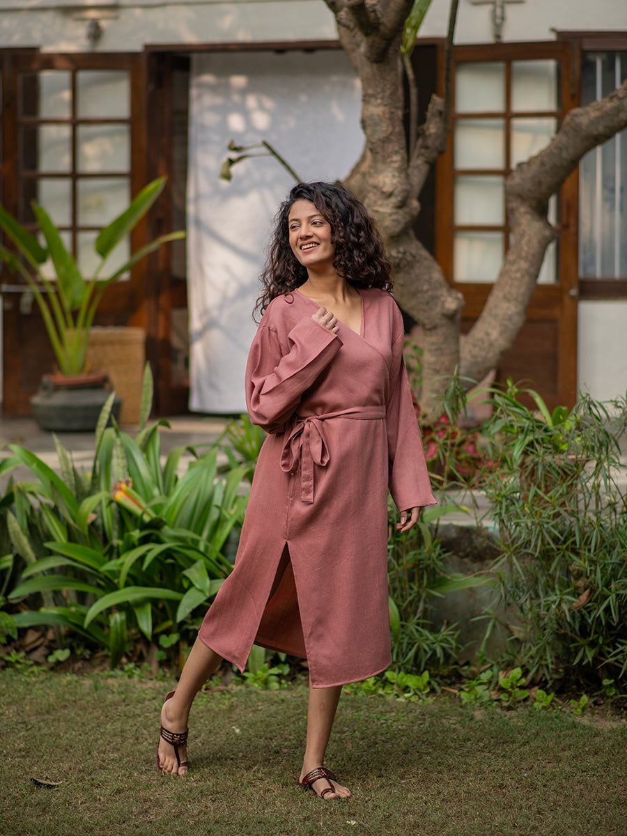 Solid Robe Dress : Dusty Rose Pink