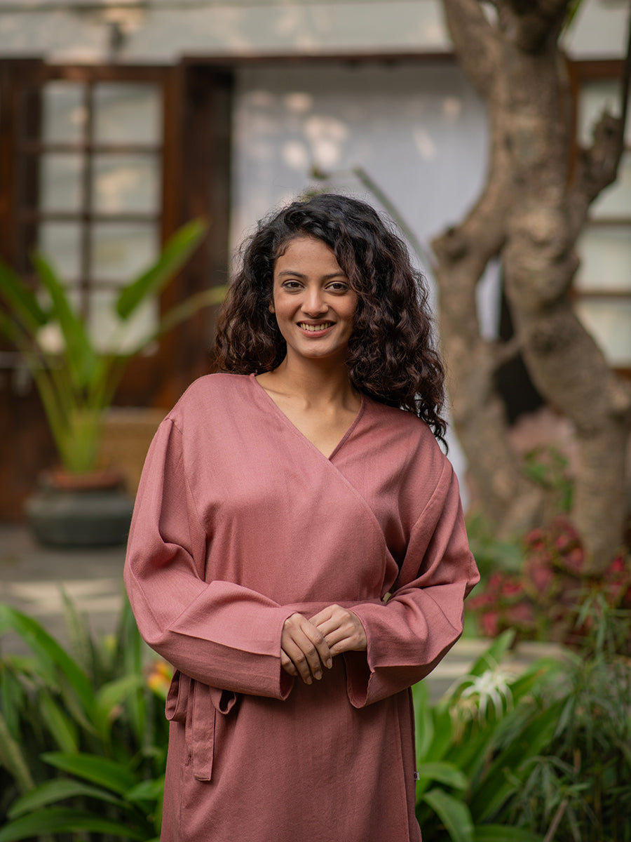 Solid Robe Dress : Dusty Rose Pink