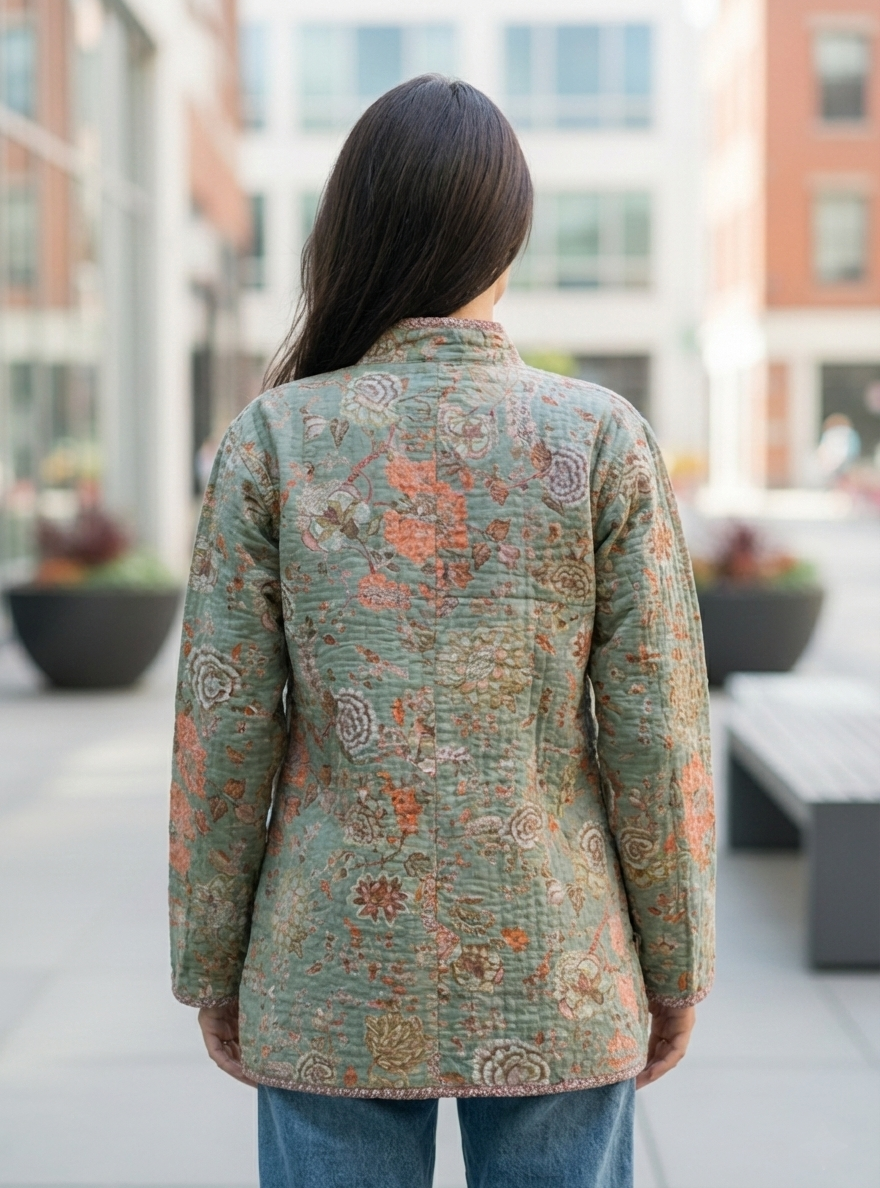 Malabar Quilted Coat : Thyme