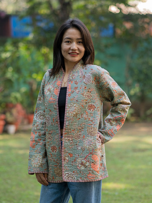 Malabar Quilted Coat : Thyme