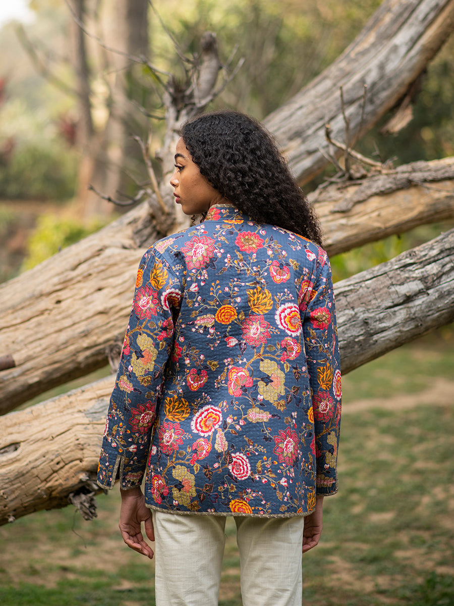 Easy Fit Jacket Reversible  : Malabar Neelam Voile