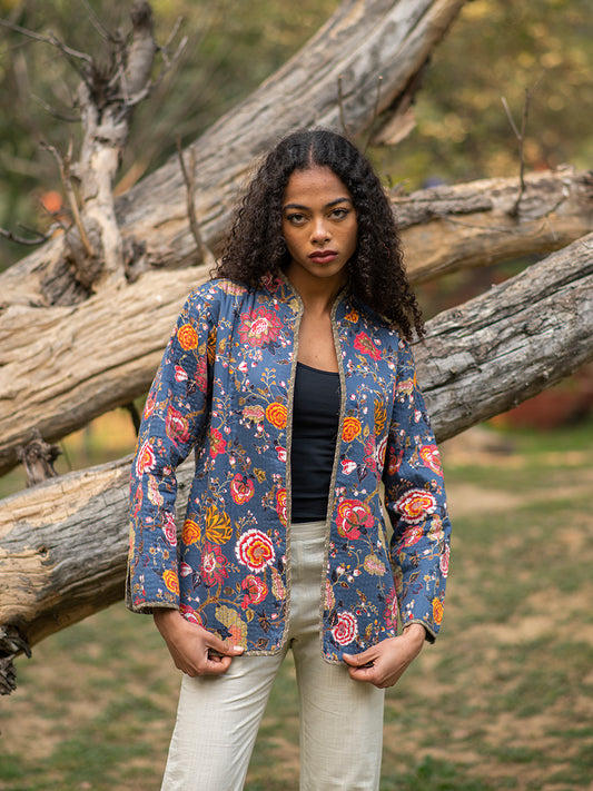 Easy Fit Jacket Reversible  : Malabar Neelam Voile