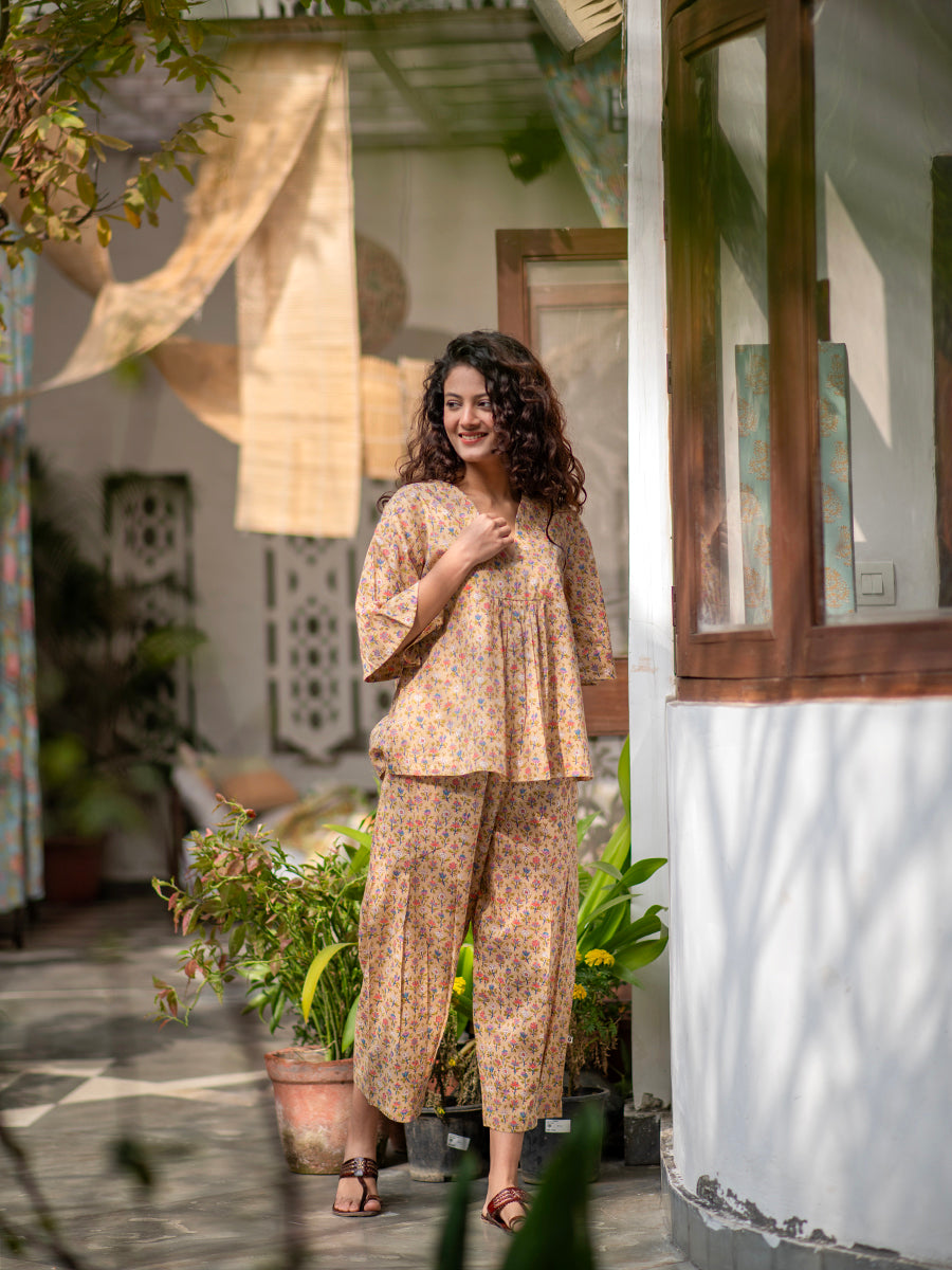 Cycle Pant : Eden Beige Voile