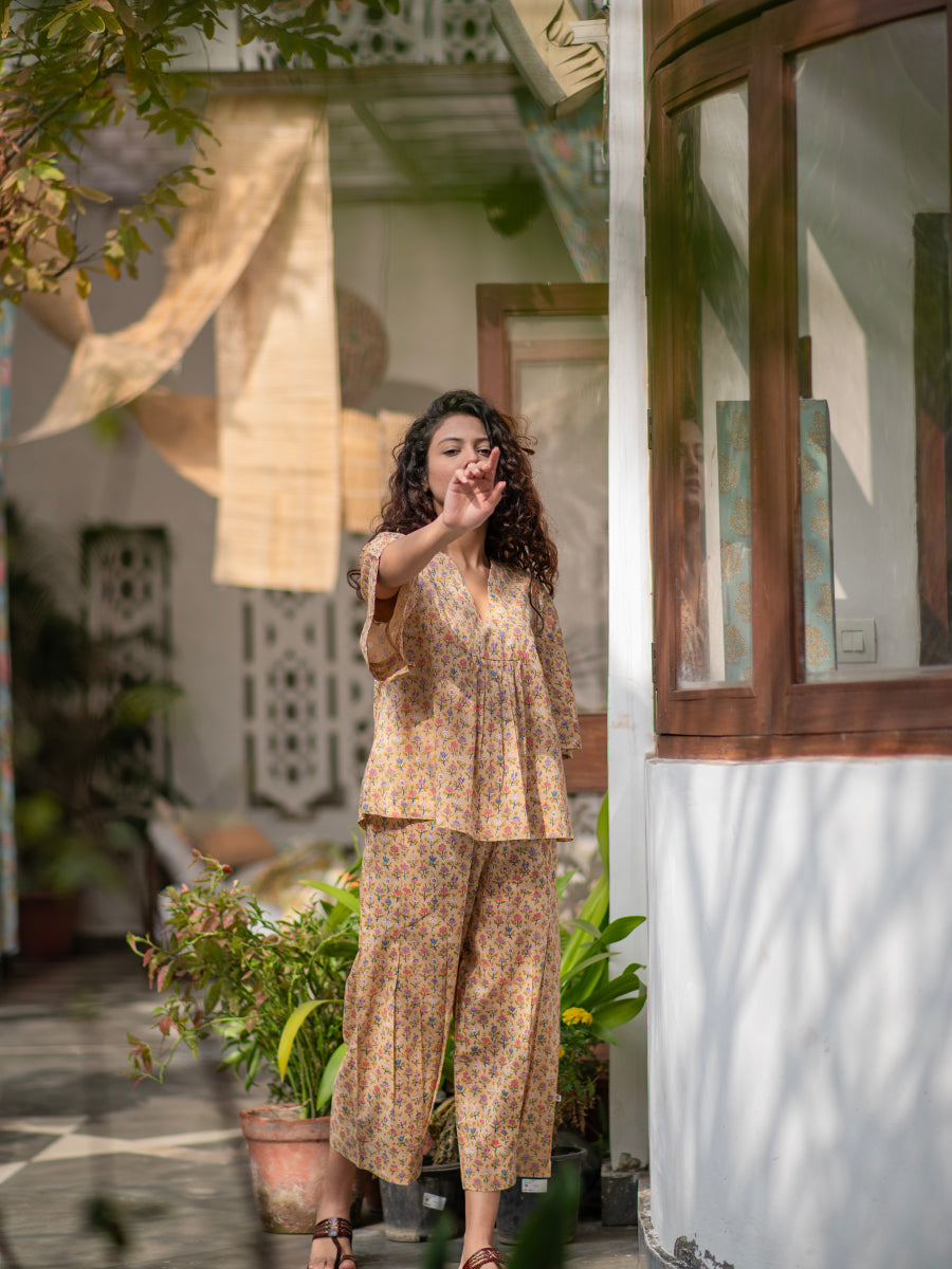 Cycle Pant : Eden Beige Voile