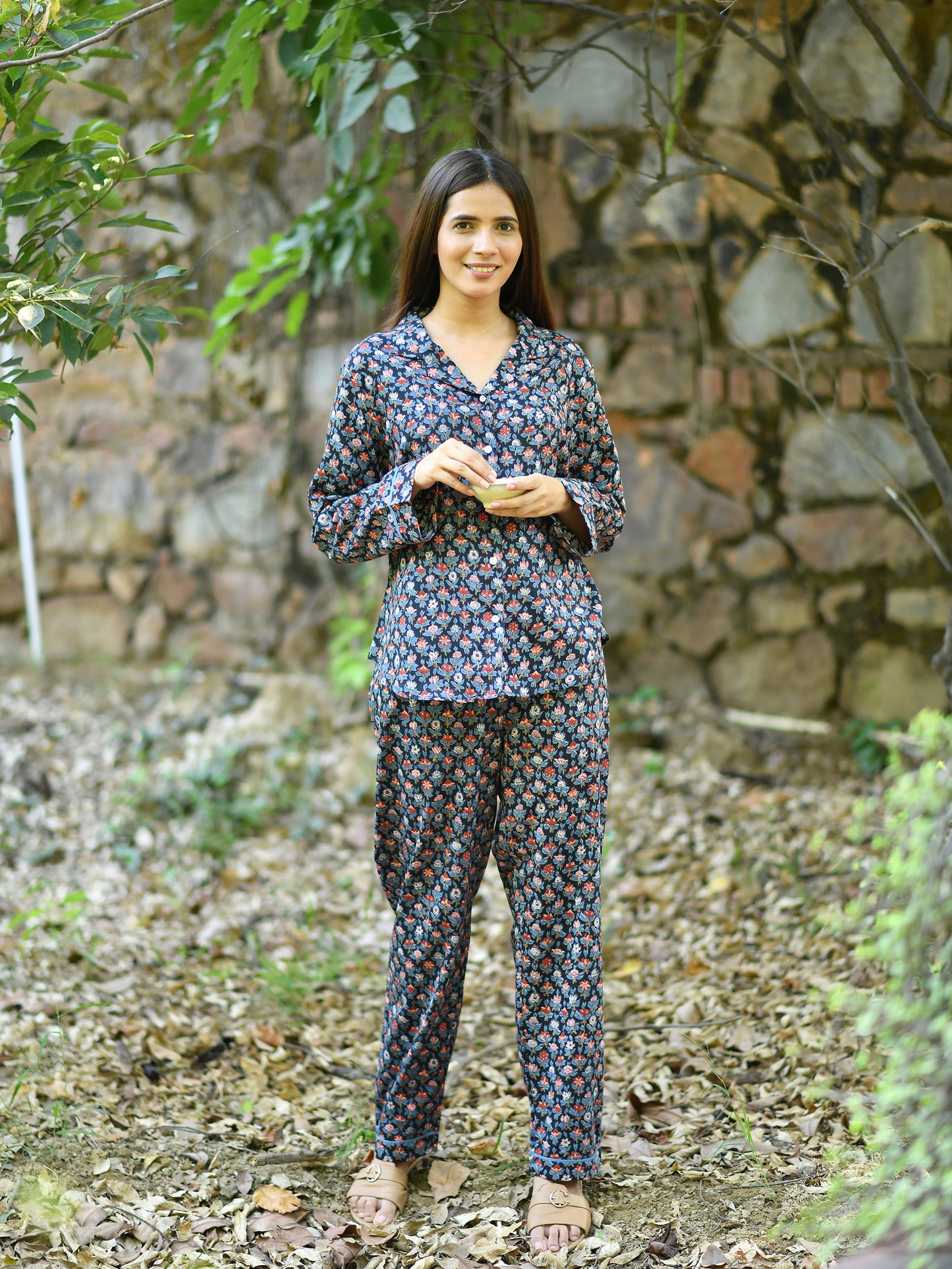 Vanessa Pj Set Chanderi Silk : Eden Black