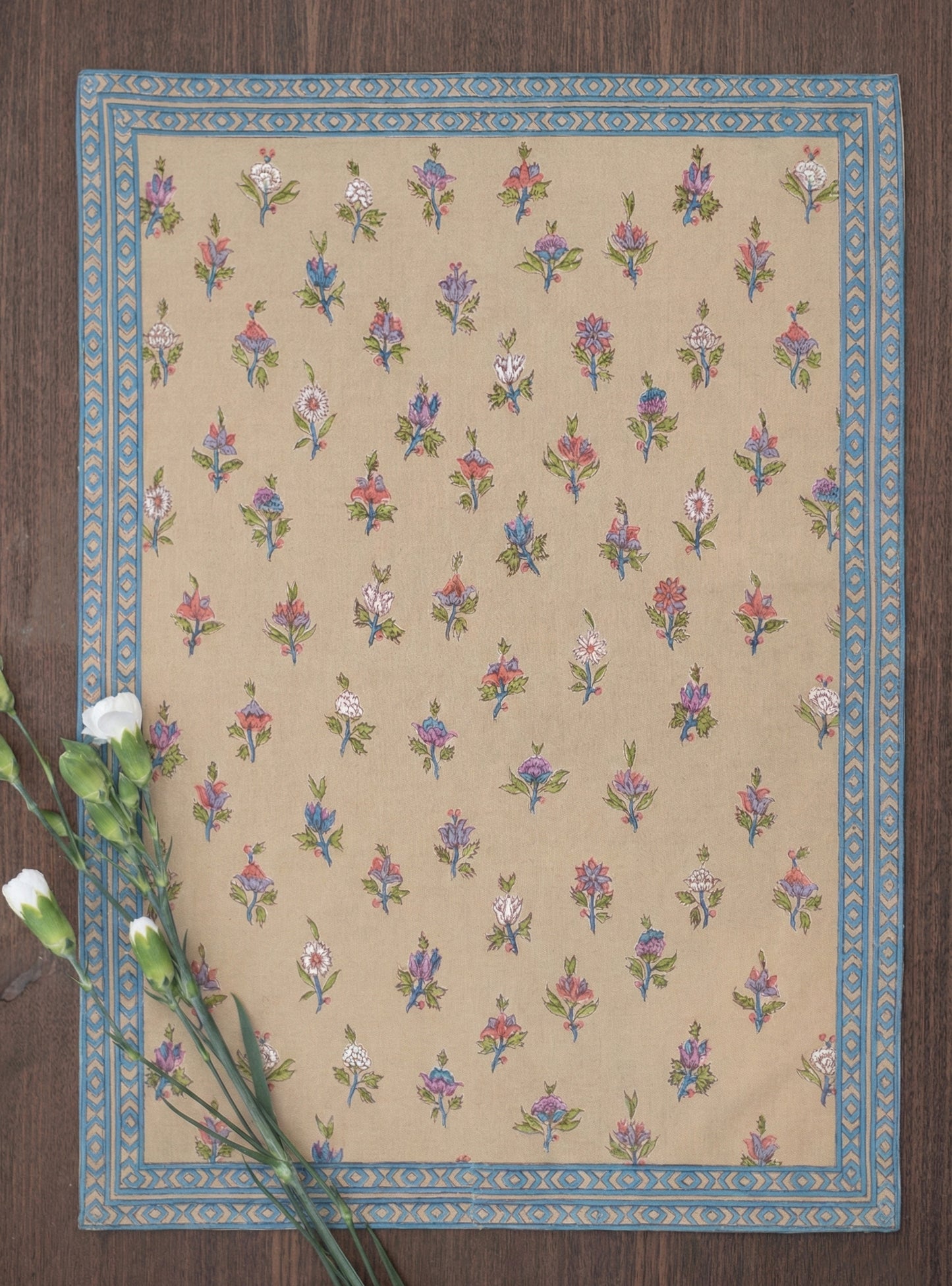 Printed Placemat Set of 2  : Eden Beige Canvas