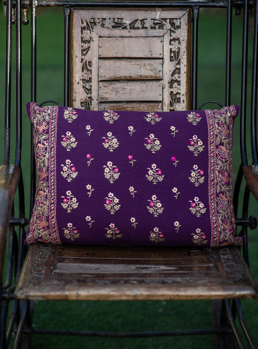 Embroidered Cushion Cover : Versailles Purple Textured