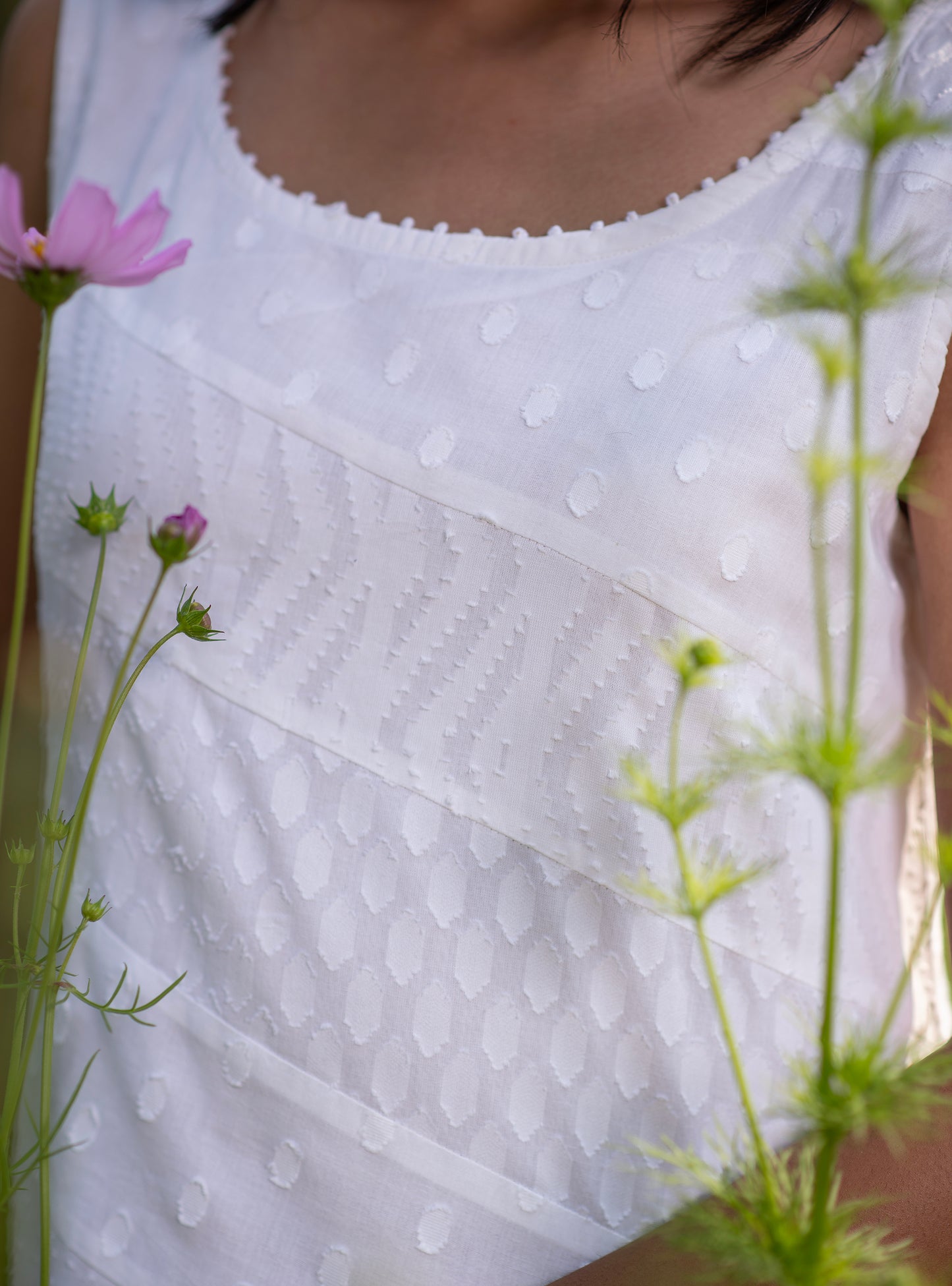Fish Tail Dress : Solid White : Cutwork