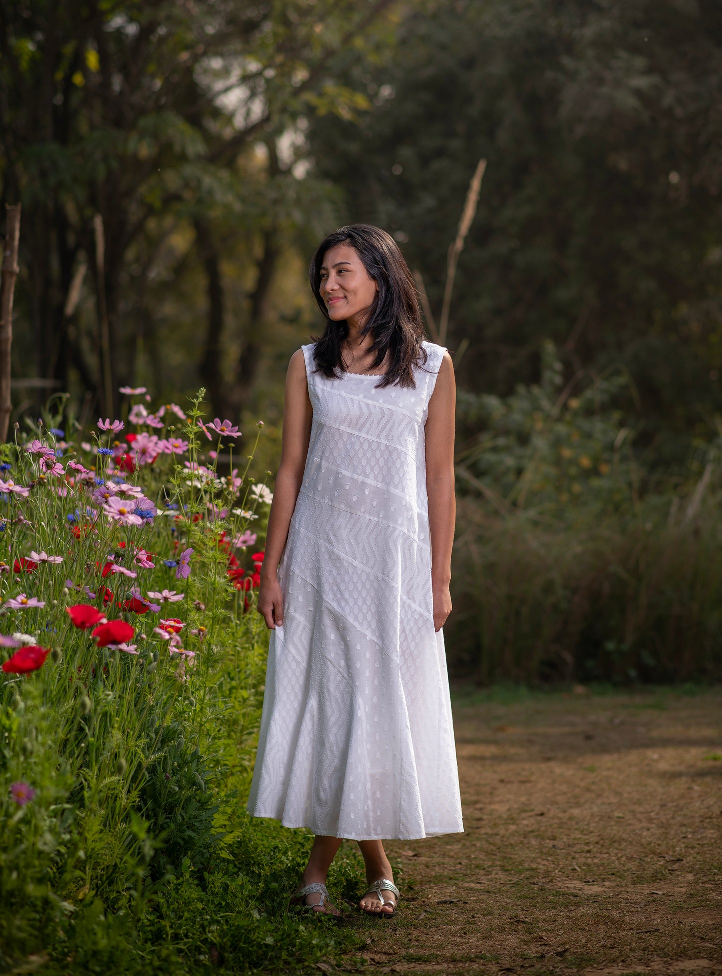 Fish Tail Dress : Solid White : Cutwork