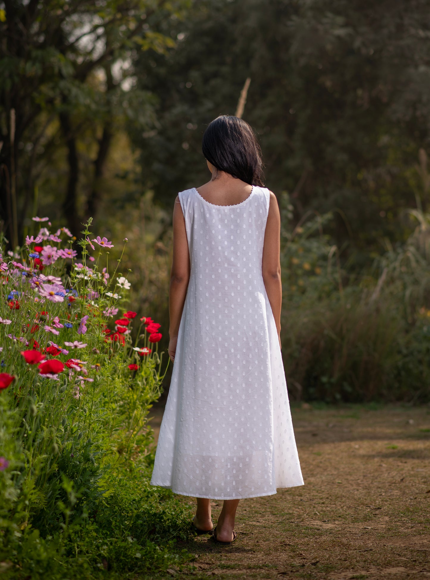 Fish Tail Dress : Solid White : Cutwork