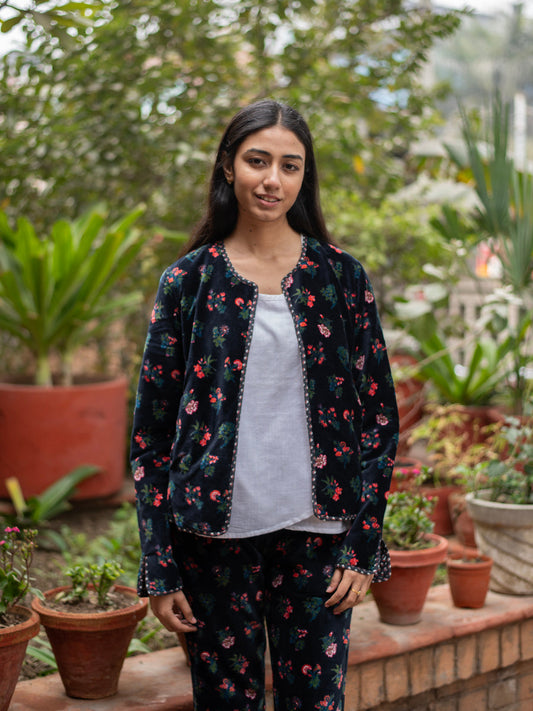 Toile Fitted Jacket Reversible : Black