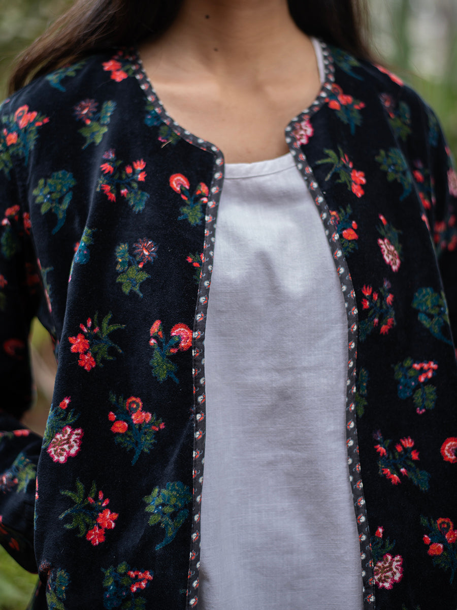 Toile Fitted Jacket Reversible : Black