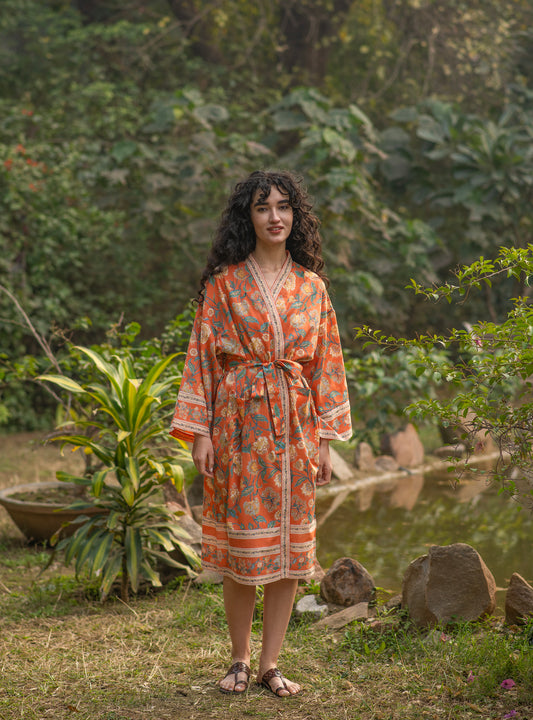 Joy Kimono : Florentine Orange Voile