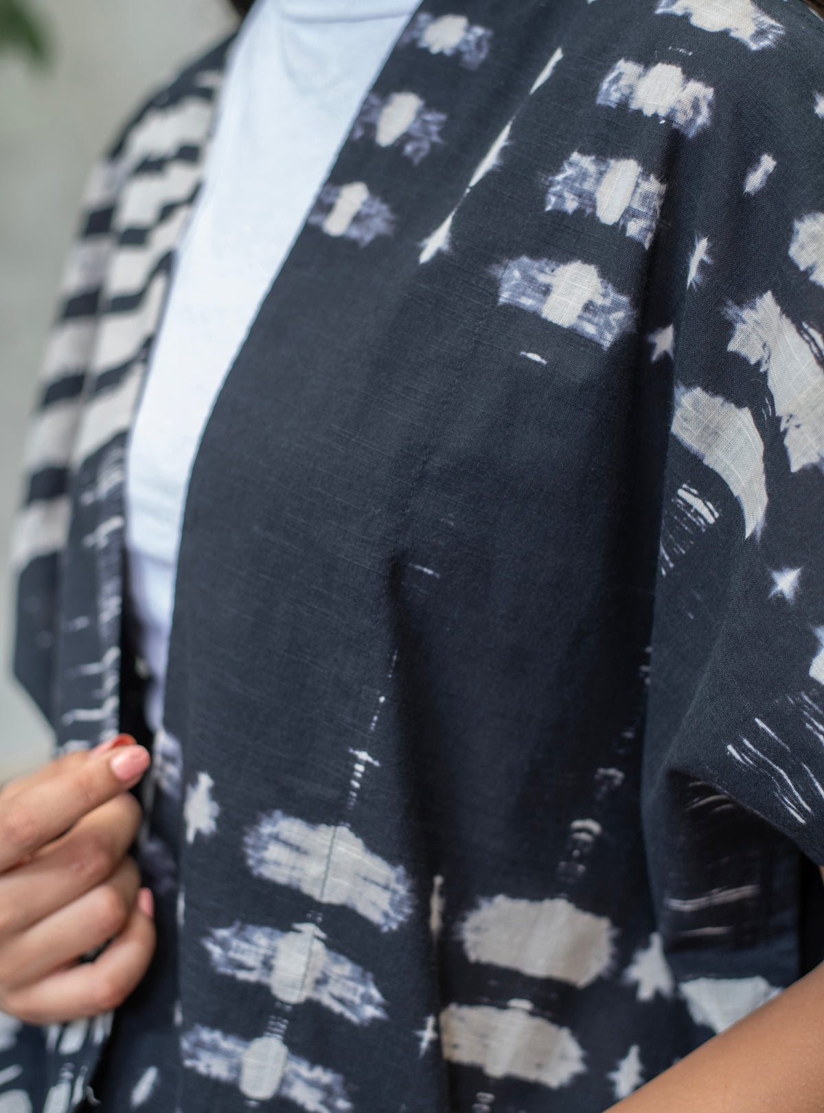 Fray Shrug : Tie Dye Black Slub