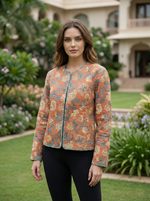 Fitted Jacket Reversible : Florentine Orange Voile