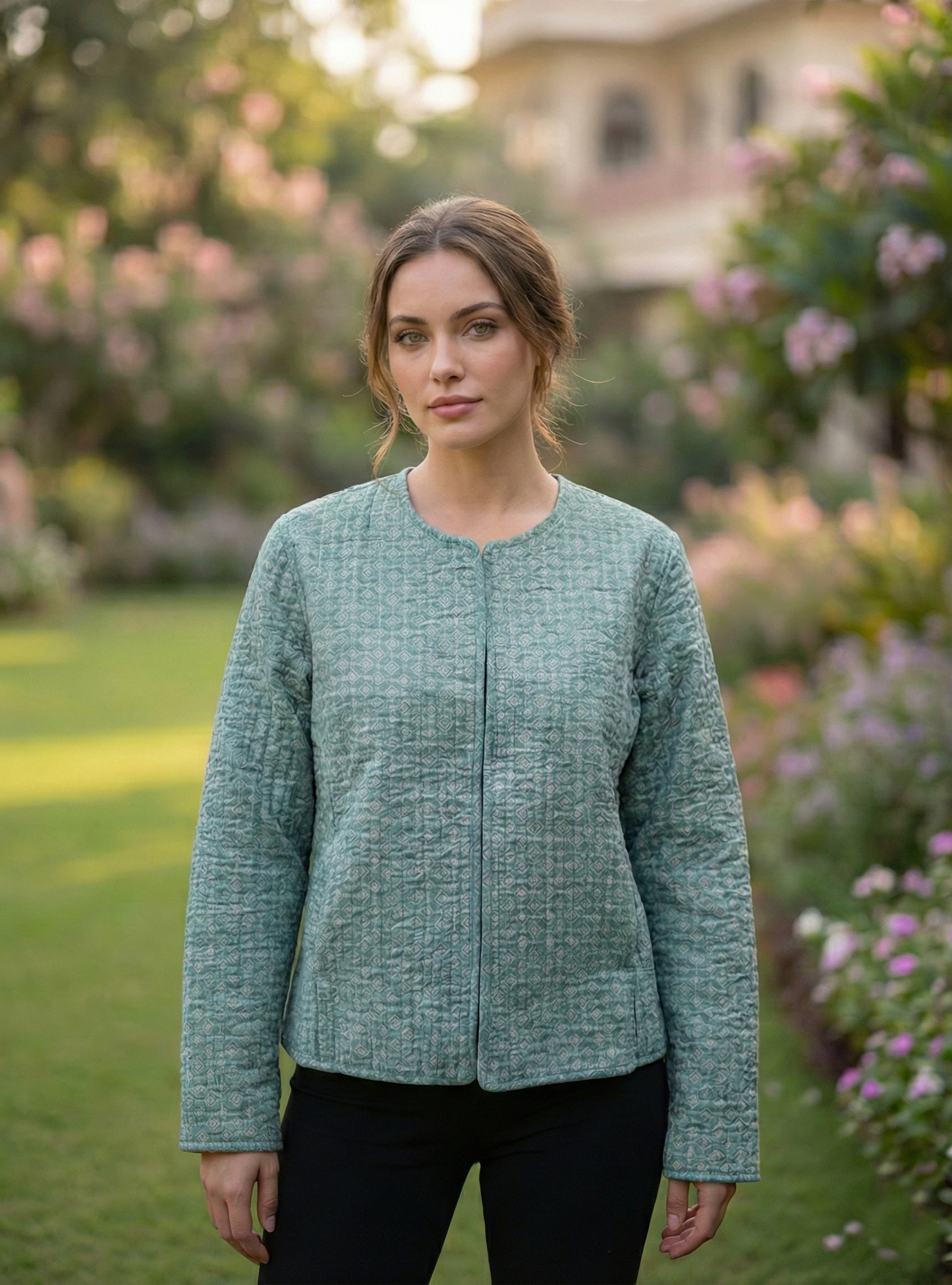 Fitted Jacket Rev : Florentine Sage Voile