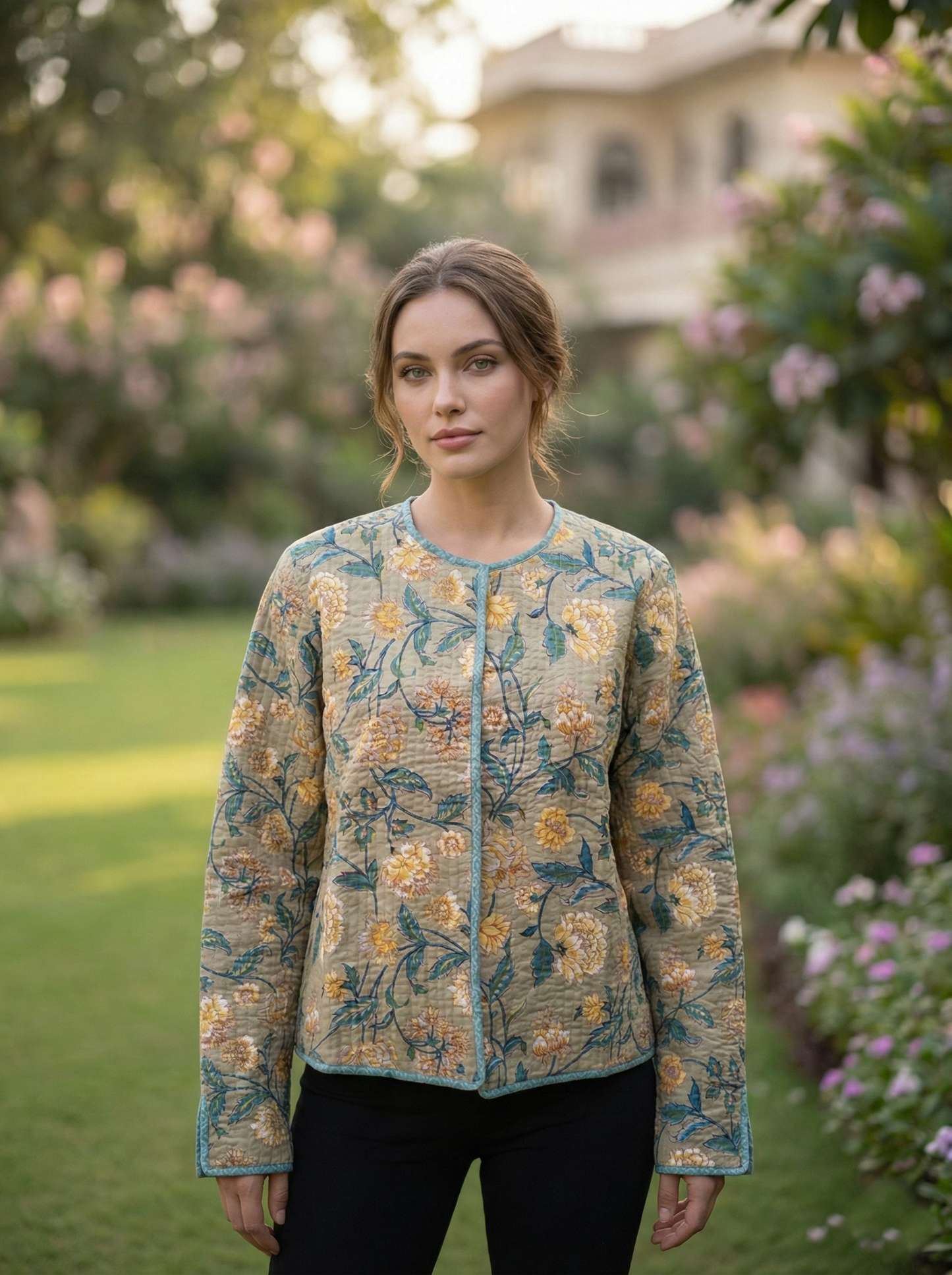 Fitted Jacket Rev : Florentine Sage Voile