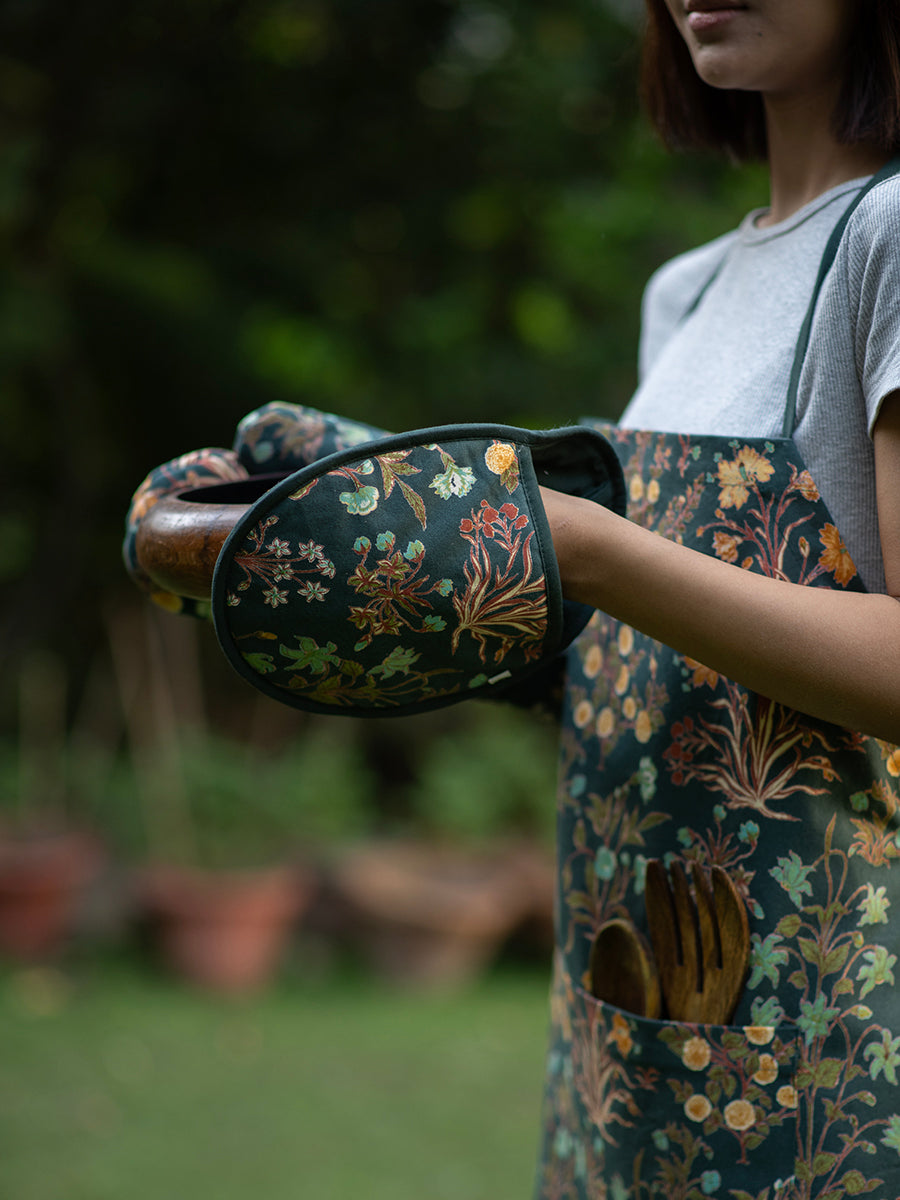 Oven Mitt : Garden Emerald Canvas