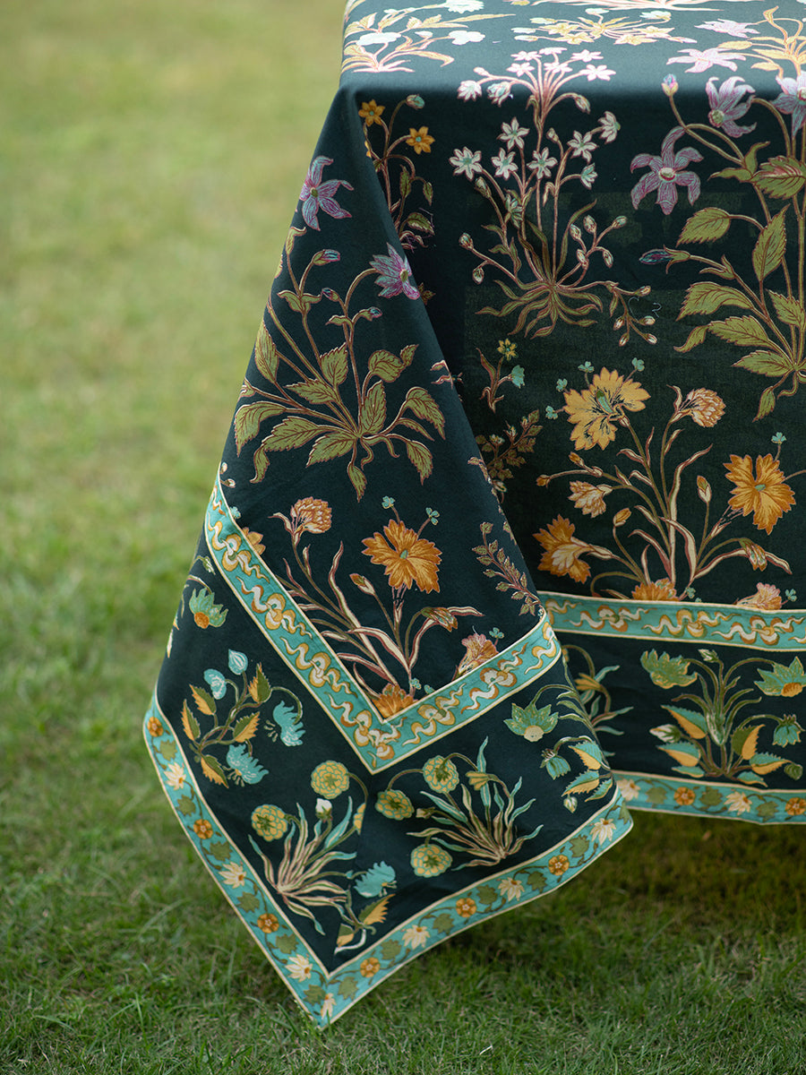 Printed Table Cloth Extra-Border : Garden Emerald Sheeting