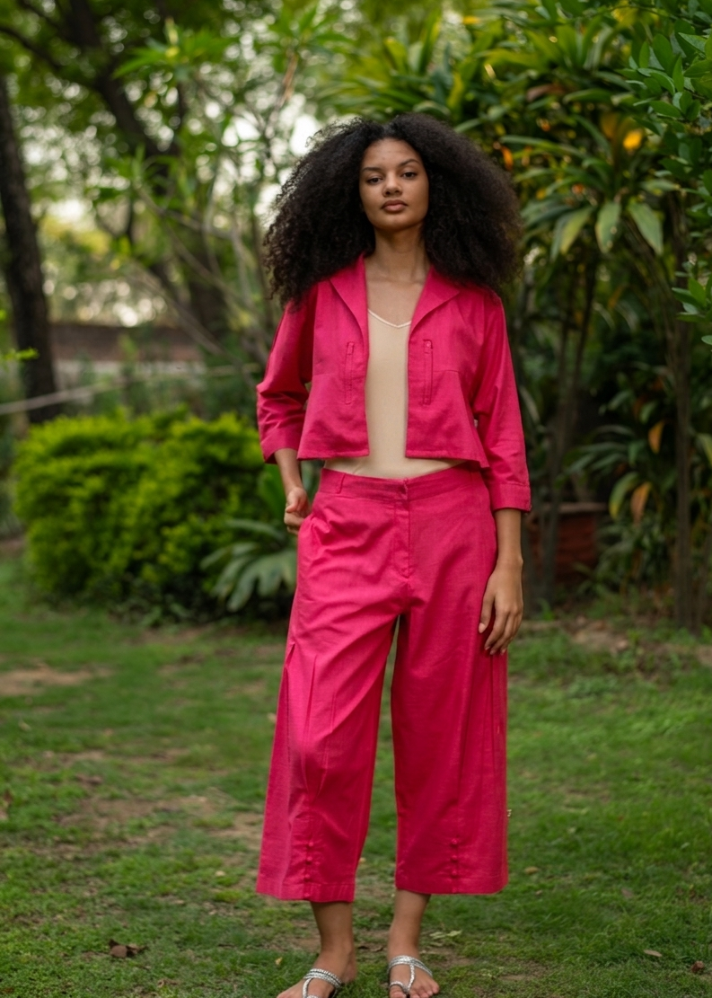 Crop Shrug :  Solid  Coral Slub