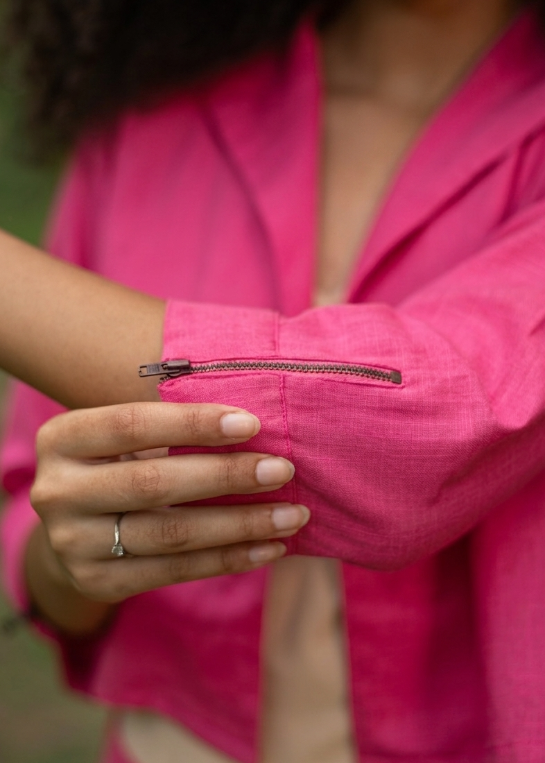 Crop Shrug : Solid Azalea Slub