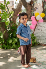 Kids Angad Shirt Half Sleeves : Taj Blue : Voile