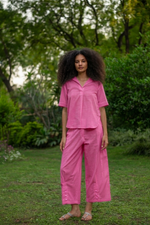Crop Pant : Solid Azalea Slub