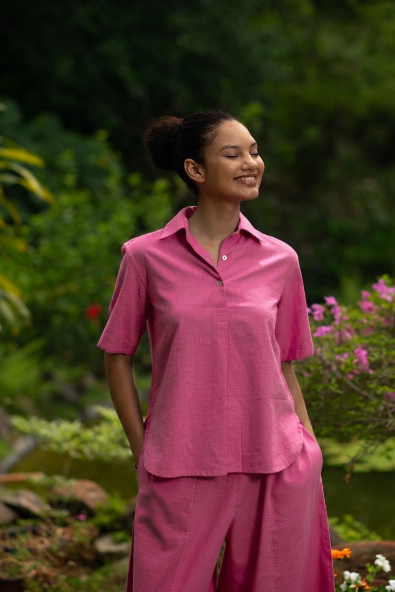 Hyun Shirt :  Solid  Azalea Slub