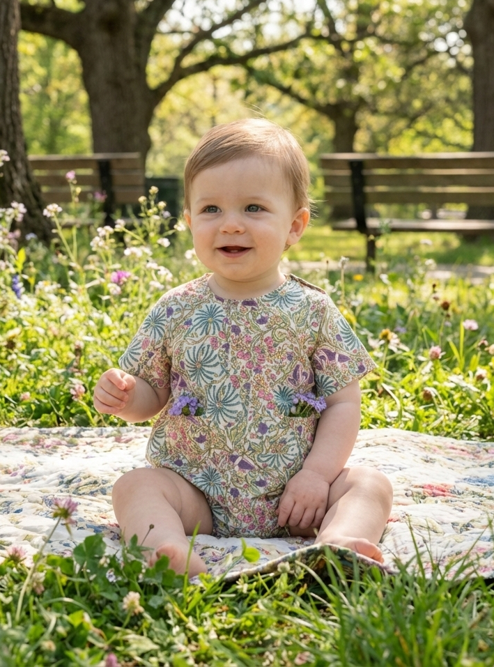 Baby Romper : Palm Ice Voile