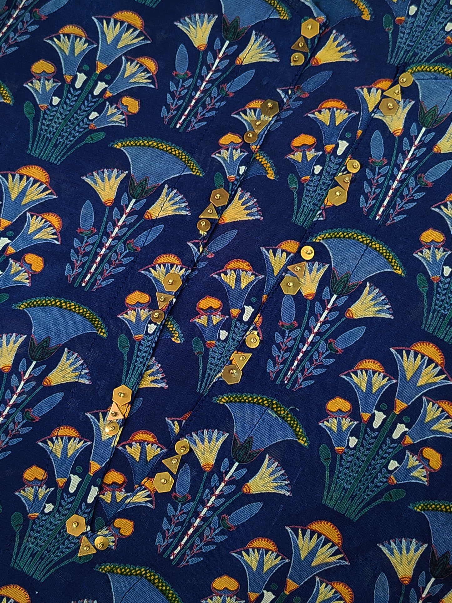 Ghazal Dress : Egypt Navy Chanderi